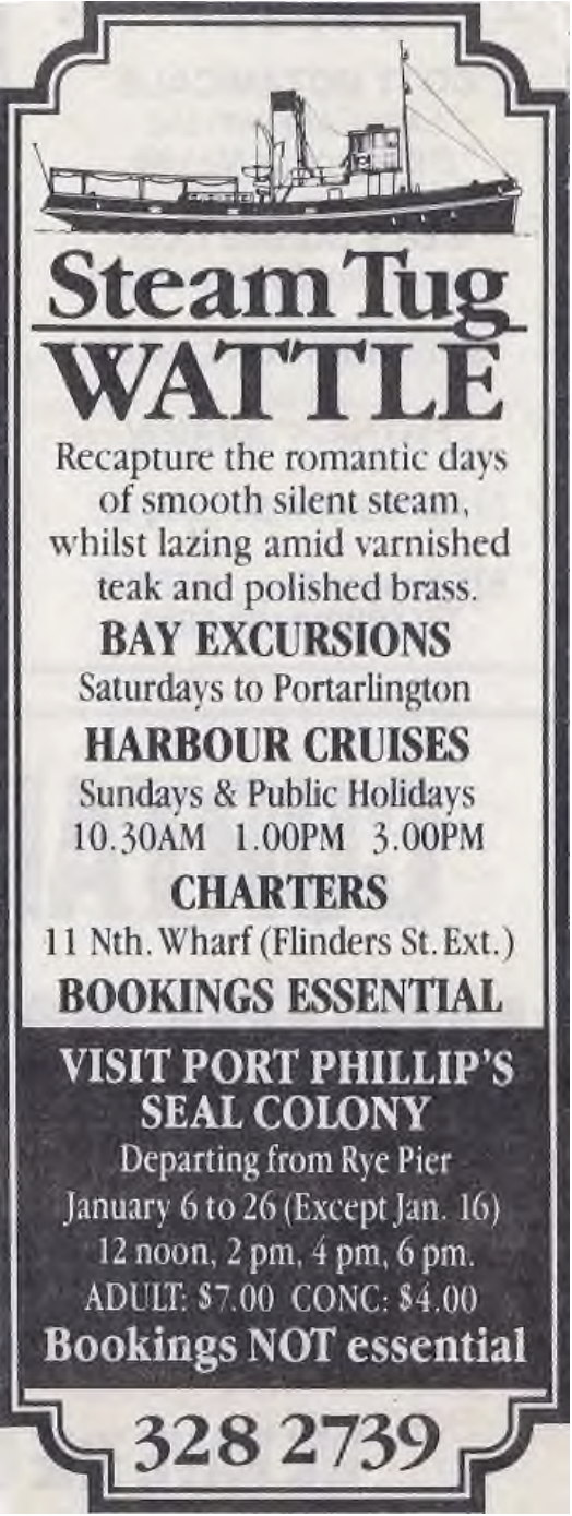 Newspaper ad for Wattle 1990